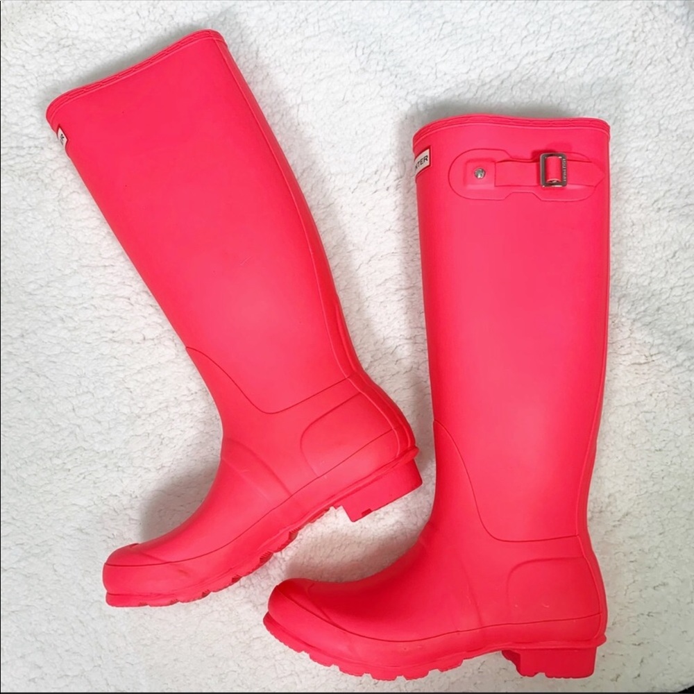 Hunter tall boots hyper Pink neon pink matte 9 - Picture 3 of 7